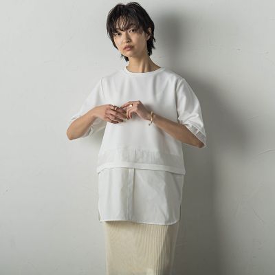 【SALE】MAYSON GREY（Women）/メイソングレイ シアーレイヤードコンビプルオーバー&#8810;洗濯機で洗える&#8811; 02オフホワイト トップス【三越伊勢丹/公式】