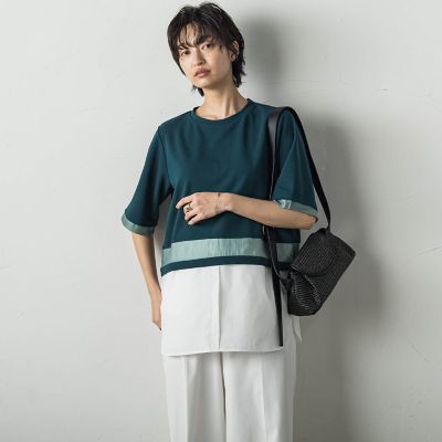 ＜MAYSON GREY（Women）＞シアーレイヤードコンビプルオーバー≪洗濯機で洗える≫