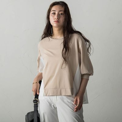 ＜MAYSON GREY（Women）＞異素材コンビネーションプルオーバー≪洗濯機で洗える≫