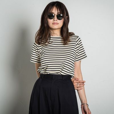 配色ステッチコンパクトＴシャツ≪洗濯機で洗える≫
