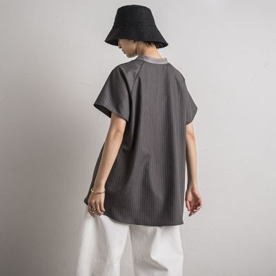 ストライプ前後ドッキングフレンチプルオーバー≪洗濯機で洗える≫
