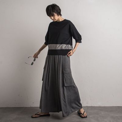 異素材ブロッキングプルオーバーカットソー 動画掲載】異素材スリーブプルオーバー(カットソー