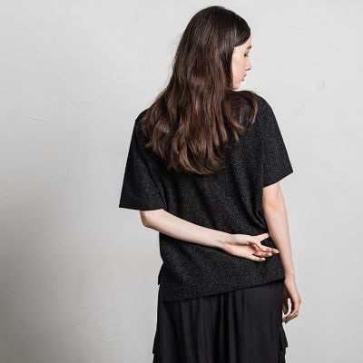 グリッター５分袖プルオーバー≪手洗い可能≫