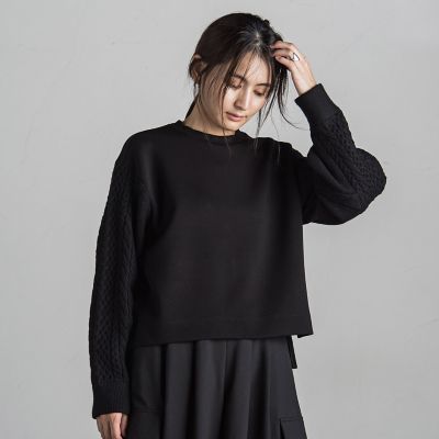 3Dニットスリーブダンボールニットプルオーバー≪手洗い可能