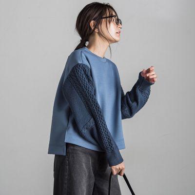 3Dニットスリーブダンボールニットプルオーバー≪手洗い可能