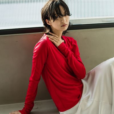 ロングスリーブクルーネックＴシャツ≪手洗い可能≫