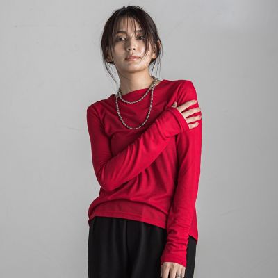 ロングスリーブクルーネックＴシャツ≪手洗い可能≫