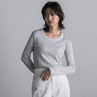 チュール使いラメリブロングＴシャツ≪手洗い可能≫