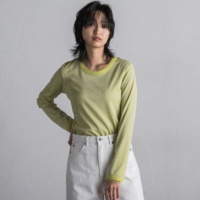 チュール使いラメリブロングＴシャツ≪手洗い可能≫