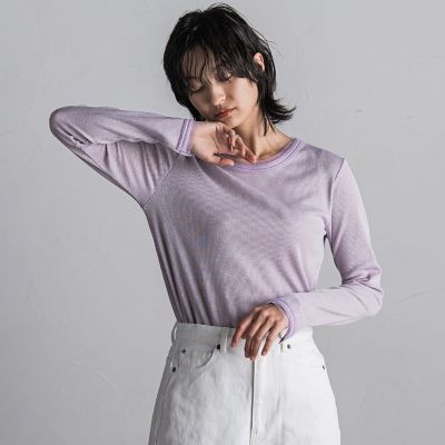 チュール使いラメリブロングＴシャツ≪手洗い可能≫