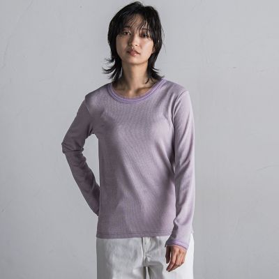 チュール使いラメリブロングＴシャツ≪手洗い可能≫