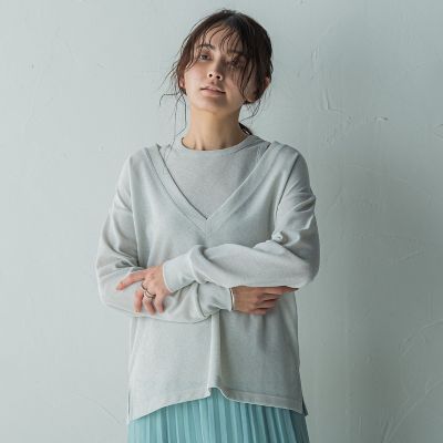ＳＥＴ　スラブジャージタンクトップ＋深Ｖネックプルオーバー