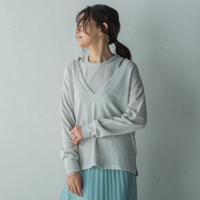 ＳＥＴ　スラブジャージタンクトップ＋深Ｖネックプルオーバー