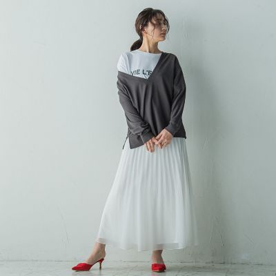 ＳＥＴ　スラブジャージタンクトップ＋深Ｖネックプルオーバー