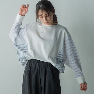 ストライプドッキングドルマンプルオーバー≪洗濯機で洗える≫ MAYSON GREY｜ストライプドッキングドルマンプルオーバー≪洗濯