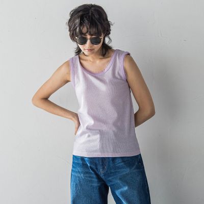 MAYSON GREY（Women）/メイソングレイ チュール使いラメリブタンクトップ&#8810;手洗い可能&#8811; 16パープル トップス【三越伊勢丹/公式】