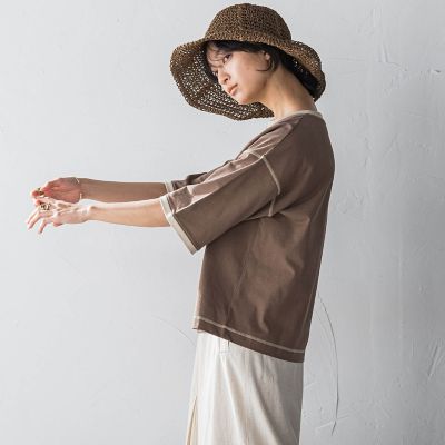 バイカラーパイピングロゴＴシャツ≪手洗い可能≫