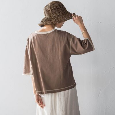 バイカラーパイピングロゴＴシャツ≪手洗い可能≫