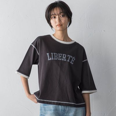バイカラーパイピングロゴＴシャツ≪手洗い可能≫