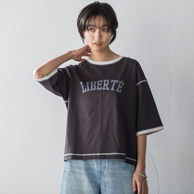 バイカラーパイピングロゴＴシャツ≪手洗い可能≫