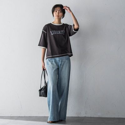 バイカラーパイピングロゴＴシャツ≪手洗い可能≫