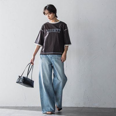 バイカラーパイピングロゴＴシャツ≪手洗い可能≫