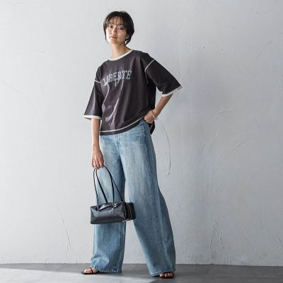 バイカラーパイピングロゴＴシャツ≪手洗い可能≫