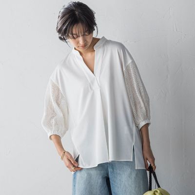 ＜MAYSON GREY（Women）＞メッシュスリーブスキッパープルオーバー≪手洗い可能≫