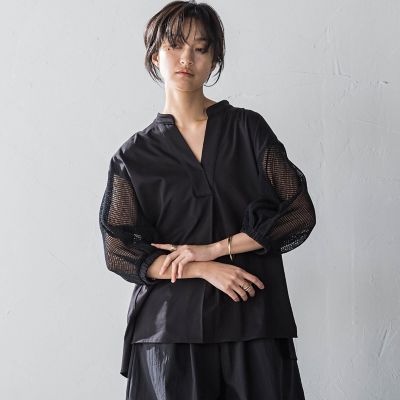 MAYSON GREY / メイソングレイ メッシュスリーブスキッパープルオーバー≪手洗い可能≫ MAYSON GREY｜メッシュスリーブスキッパープルオーバー≪手洗い