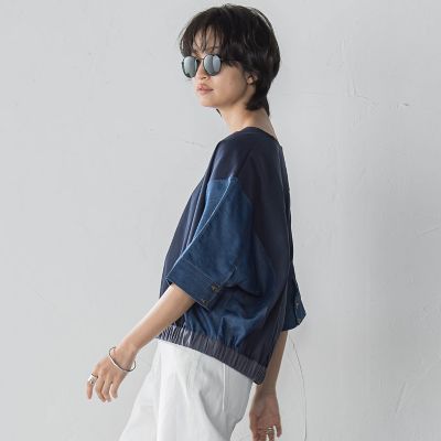 デニムドッキングドロストドルマンプルオーバー≪洗濯機で洗える≫