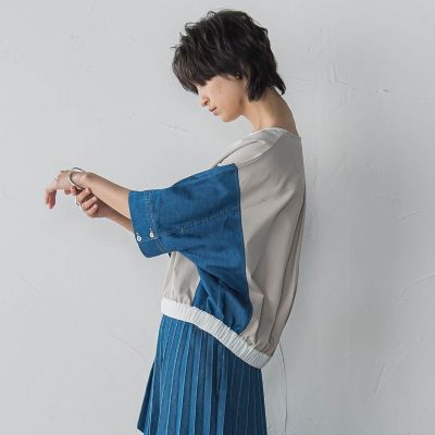 デニムドッキングドロストドルマンプルオーバー≪洗濯機で洗える≫