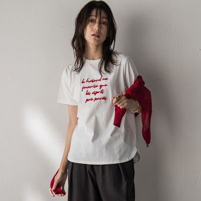 ＜MAYSON GREY（Women）＞ブラシ刺繍ロゴＴシャツ≪手洗い可能≫