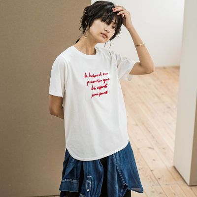 ブラシ刺繍ロゴＴシャツ≪手洗い可能≫