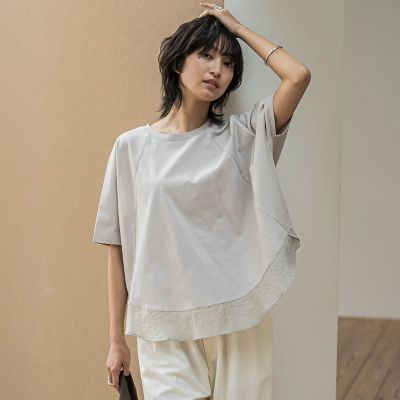 ドライコットン裾ドッキングドルマンプルオーバー≪洗濯機で洗える≫