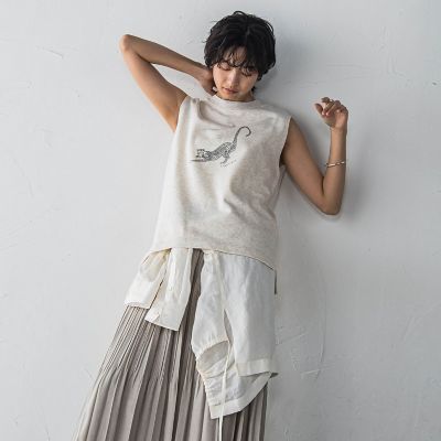 レオパードプリントノースリーブプルオーバー≪洗濯機で洗える