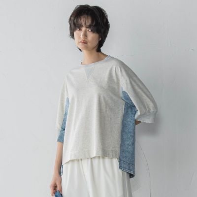 ＜MAYSON GREY（Women）＞デニムドッキングプルオーバー≪洗濯機で洗える≫