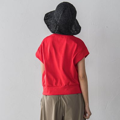 フラワーモチーフフレンチスリーブプルオーバー≪手洗い可能≫