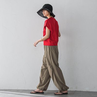 フラワーモチーフフレンチスリーブプルオーバー≪手洗い可能≫
