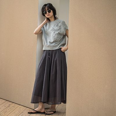 フラワーモチーフフレンチスリーブプルオーバー≪手洗い可能≫