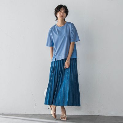 異素材コンビネーション半袖プルオーバー≪洗濯機で洗える≫