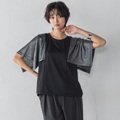 【SALE】MAYSON GREY（Women）/メイソングレイ ラメスカーフスリーブプルオーバー&#8810;手洗い可能&#8811; 04ブラック トップス【三越伊勢丹/公式】