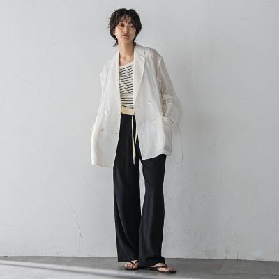 ランダムボーダーアシンメトリーリブタンクトップ≪洗濯機で洗える≫