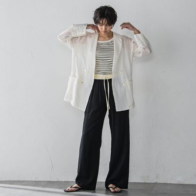 ランダムボーダーアシンメトリーリブタンクトップ≪洗濯機で洗える≫