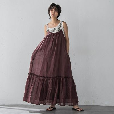 ランダムボーダーアシンメトリーリブタンクトップ≪洗濯機で洗える≫