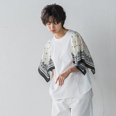 スカーフスリーブプルオーバー≪洗濯機で洗える≫