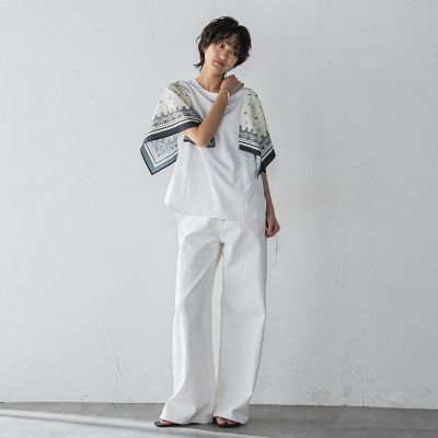 スカーフスリーブプルオーバー≪洗濯機で洗える≫