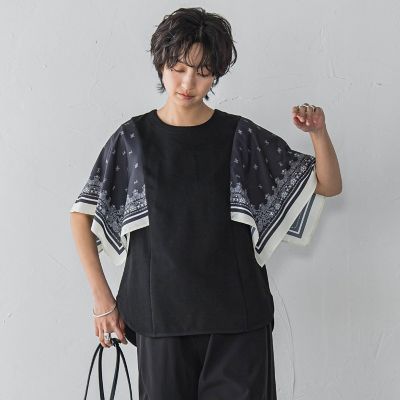 スカーフスリーブプルオーバー≪洗濯機で洗える≫