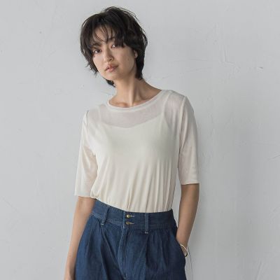 MAYSON GREY（Women）/メイソングレイ マクロチュール5分袖プルオーバー≪手洗い可能≫