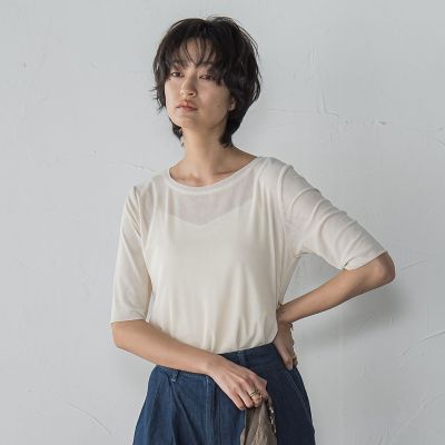 マクロチュール５分袖プルオーバー≪手洗い可能≫