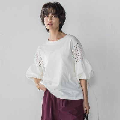 【ＷＥＢ限定】刺繍レーススリーブプルオーバー≪洗濯機で洗える≫